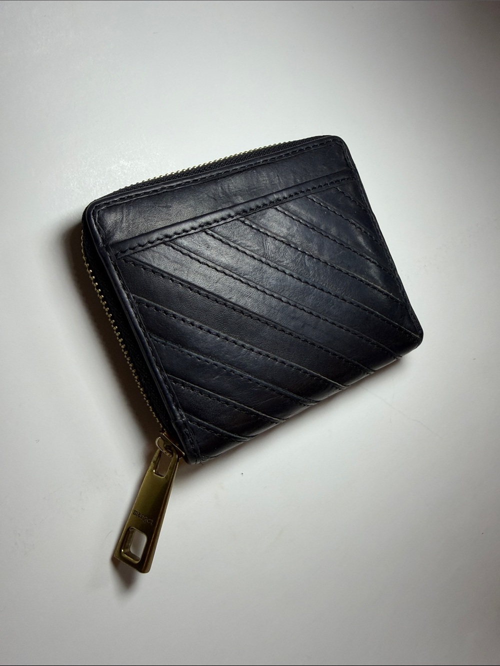 Margot New York Black Quilted Leather Compact Zip Around Wallet
